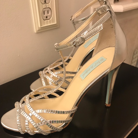 Betsey Johnson Shoes Blue By Betsey Johnson Silver Rhinestone Heels